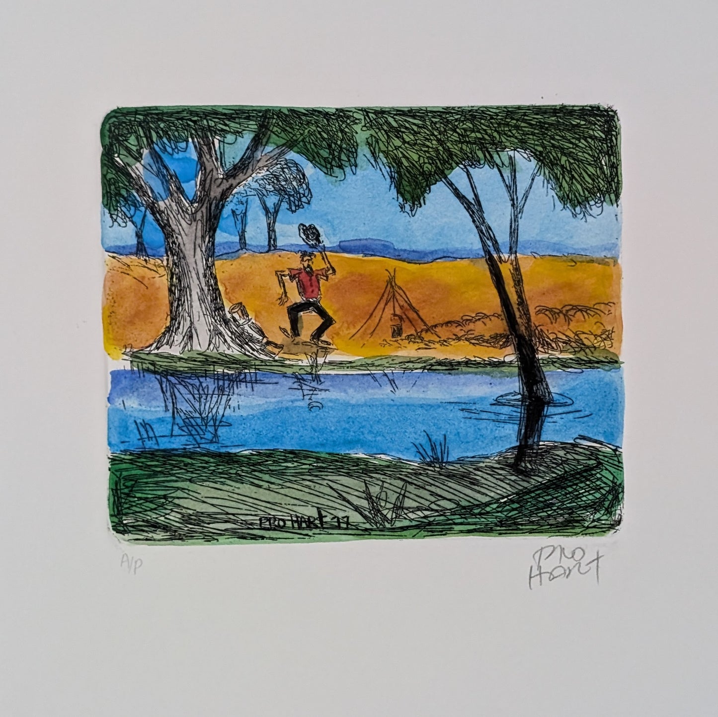 Pro Hart - Into the Waterhole