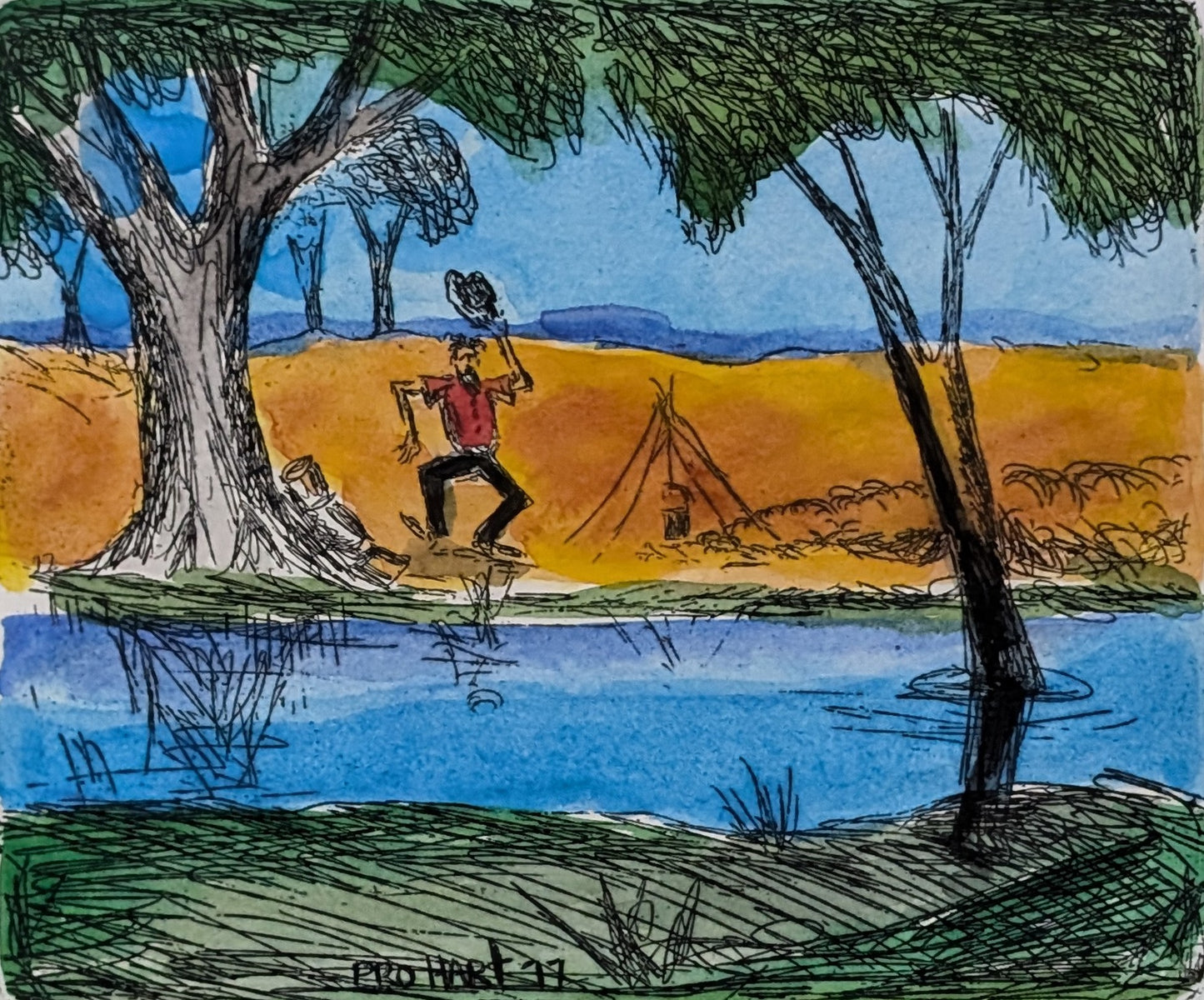 Pro Hart - Into the Waterhole