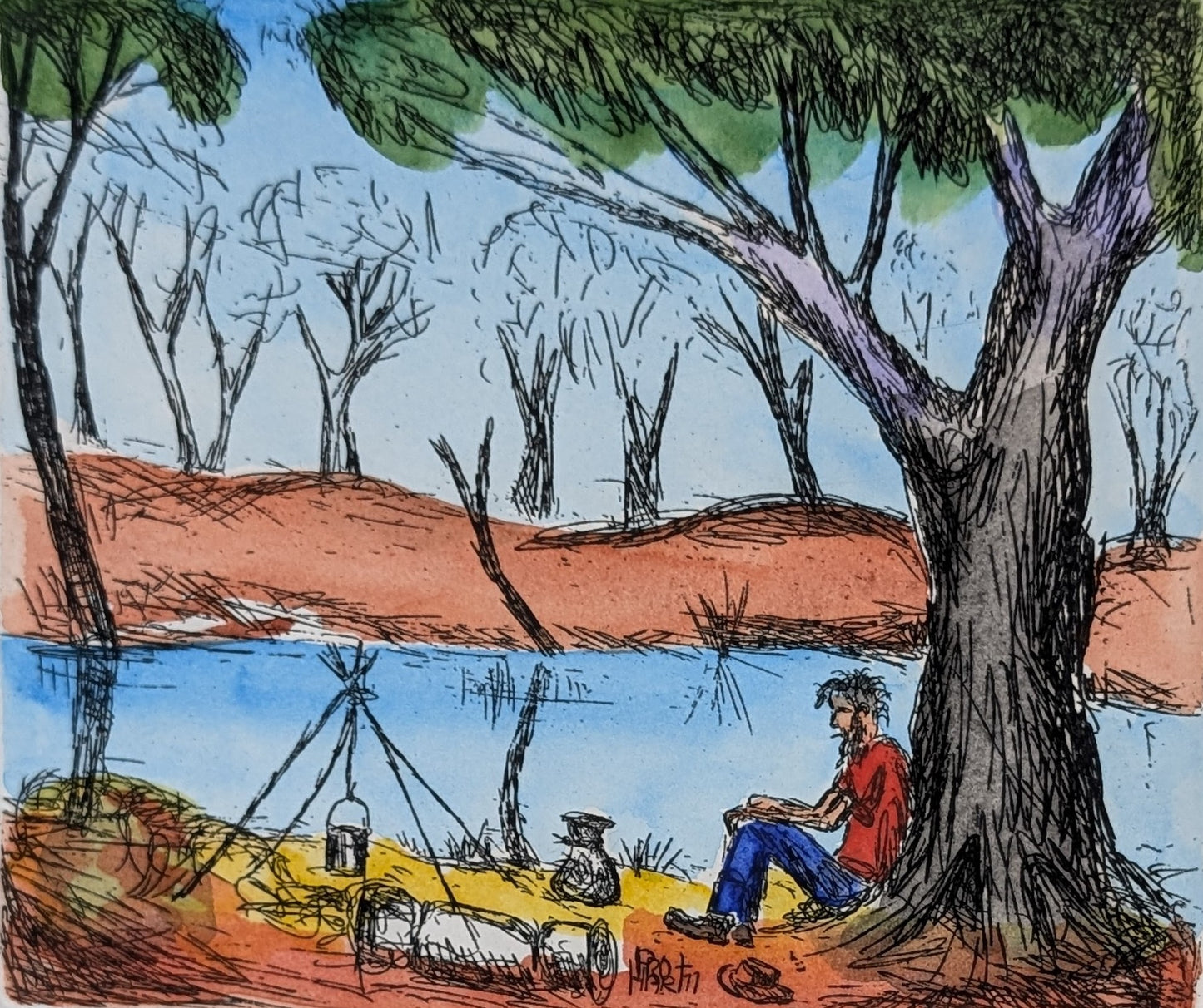 Pro Hart - Swagman's Camp