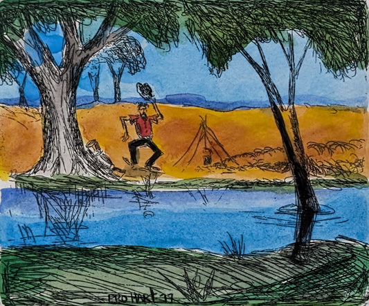 Pro Hart - Into the Waterhole